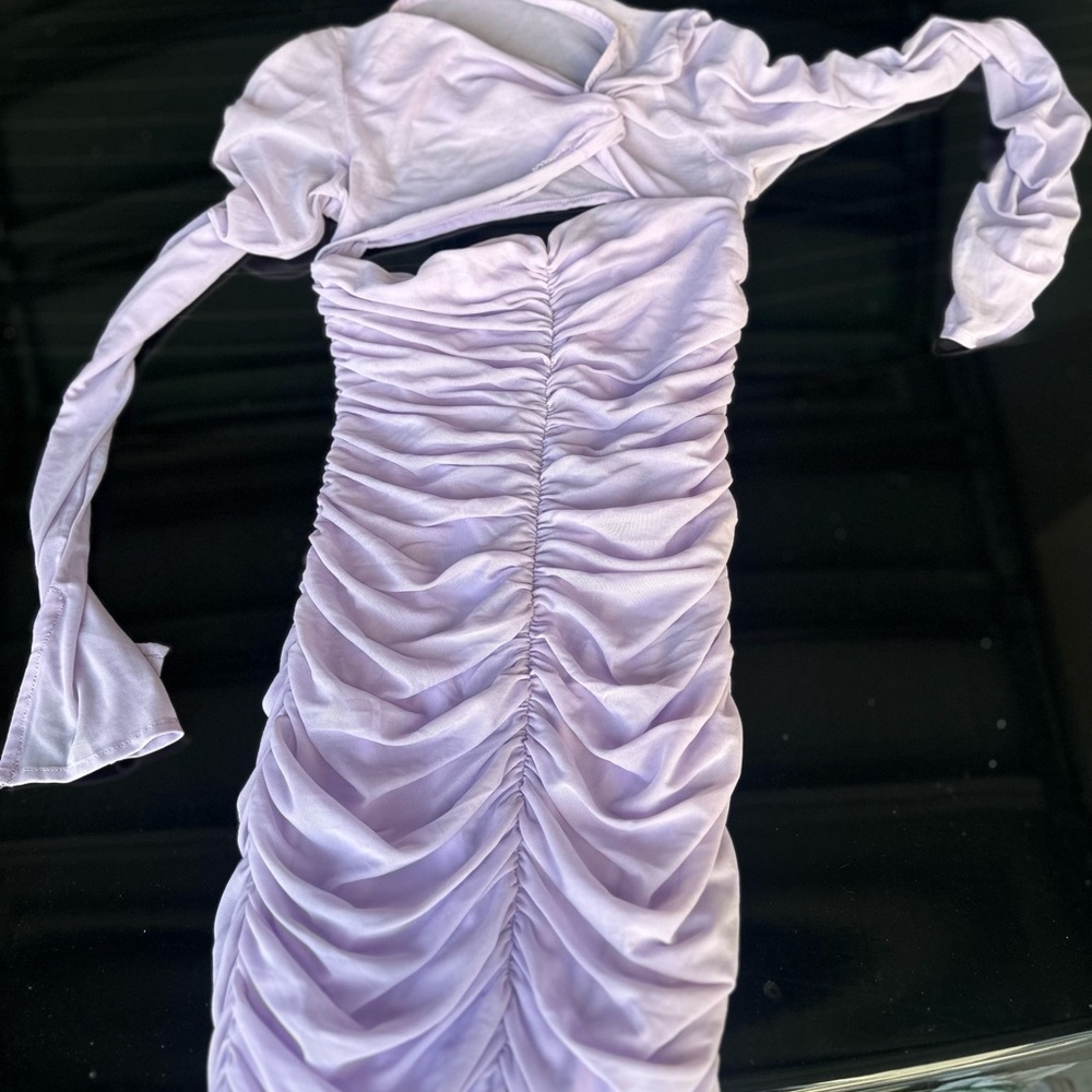 Lulu's Lavender Long Sleeve Ruched Dress